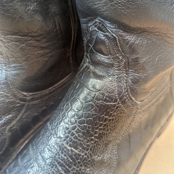 Lucchese Boots men's size 8D Exotic Genuine Black Ostrich Leg classic Western co - Picture 6 of 15